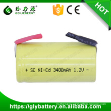 GLE ni-cd battery sub c battery 1.2v 3400mah nicd sc rechargeable battery